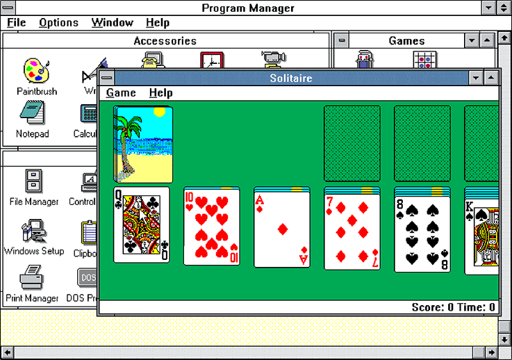 First Solitaire game on Microsoft Windows 3.0